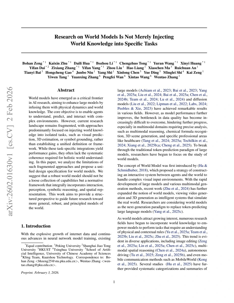 First page of Research on World Models